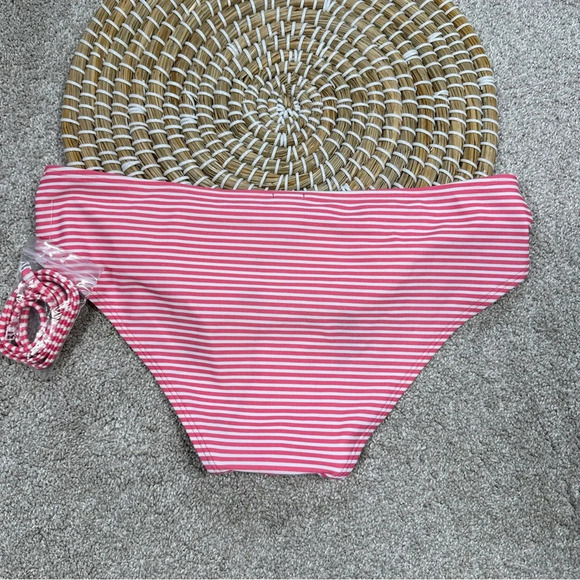 Aerie Stripes Molded Cup Push Up Bikini Bandeau 34A & Hipster Bottom Pink M - Picture 4 of 11